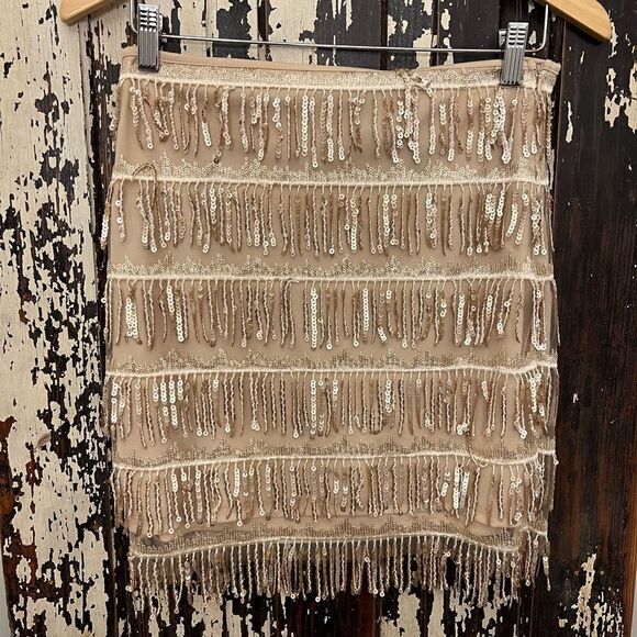 Women’s EUC Forever 21 Beaded Champagne colored skirt. Size Small. - Picture 1 of 7